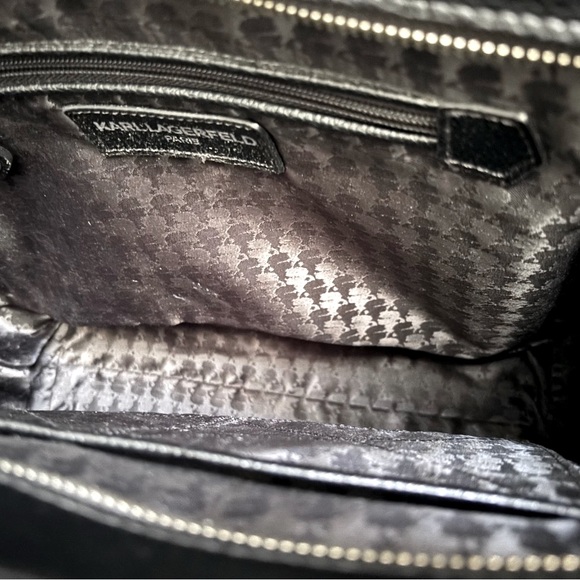 Karl Lagerfeld Paris Louise Black Leather and Tweed Tote VGC